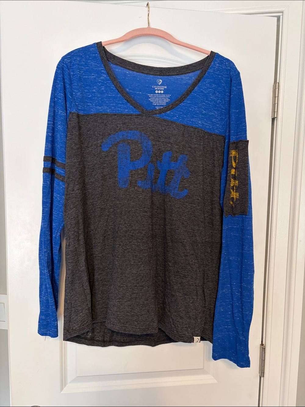 Colosseum Blue & Charcoal Crewneck Colorblock Tee